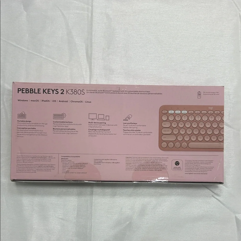 New🪄Logitech K380S Wireless Keyboard in Pink